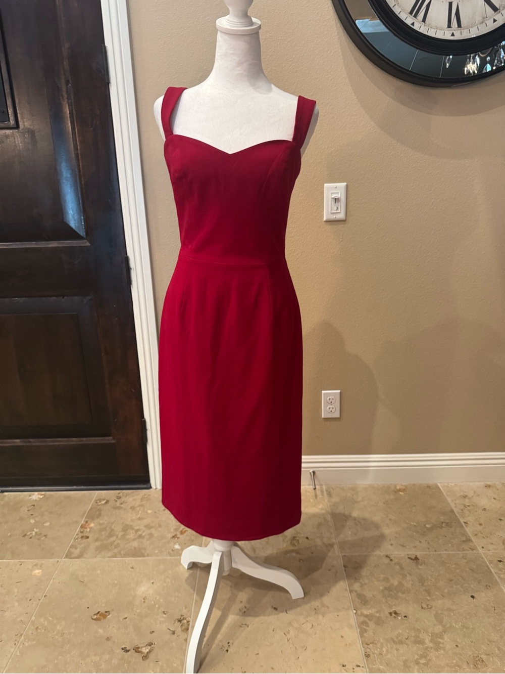 Dress the Population Red Sleeveless Sweetheart Sheath Dress